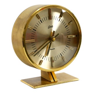 Round Brass Table Clock by Schatz, Germany, 1960s For Sale