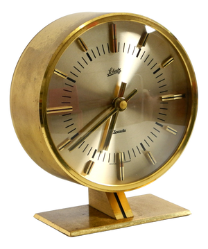 Round Brass Table Clock by Schatz, Germany, 1960s