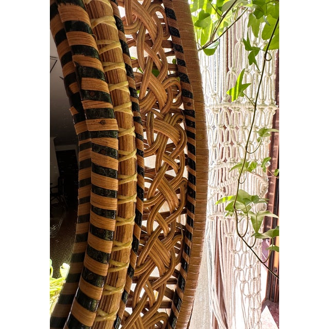 Oval Rattan and Wicker Mirror, 1970 For Sale - Image 9 of 13