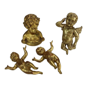 Four Niccolini Italia Giltwood Cherub Sculptural Architechtural Elements C1950