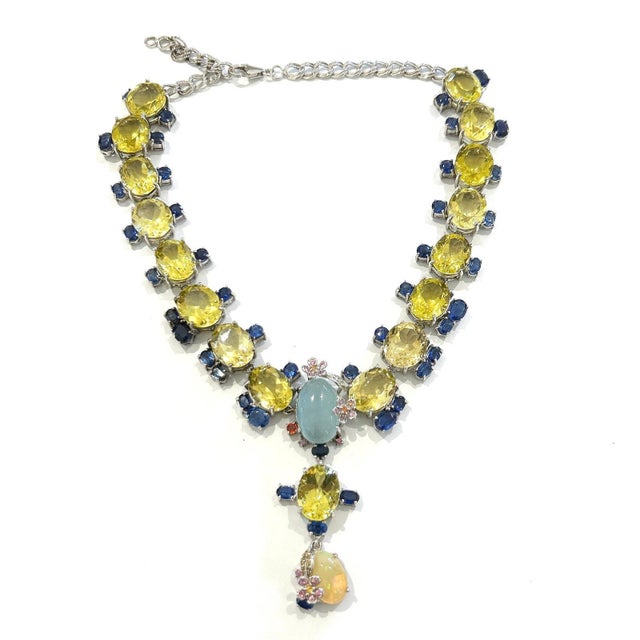 Bochic Capri Convertible Necklace, 18K Gold & Silver, 74ct Gemstones For Sale - Image 10 of 13