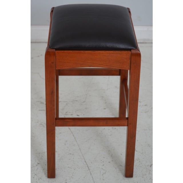 Arts & Crafts Set of 3 Stickley Arts & Crafts Cherry Bar Stools For Sale - Image 3 of 12
