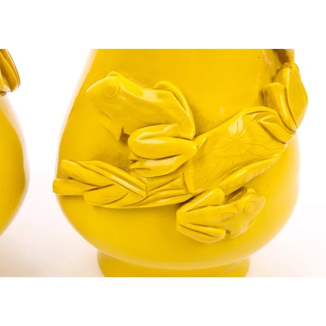 Glass Vintage Yellow Chinese Peking Glass Vases - a Pair For Sale - Image 7 of 9
