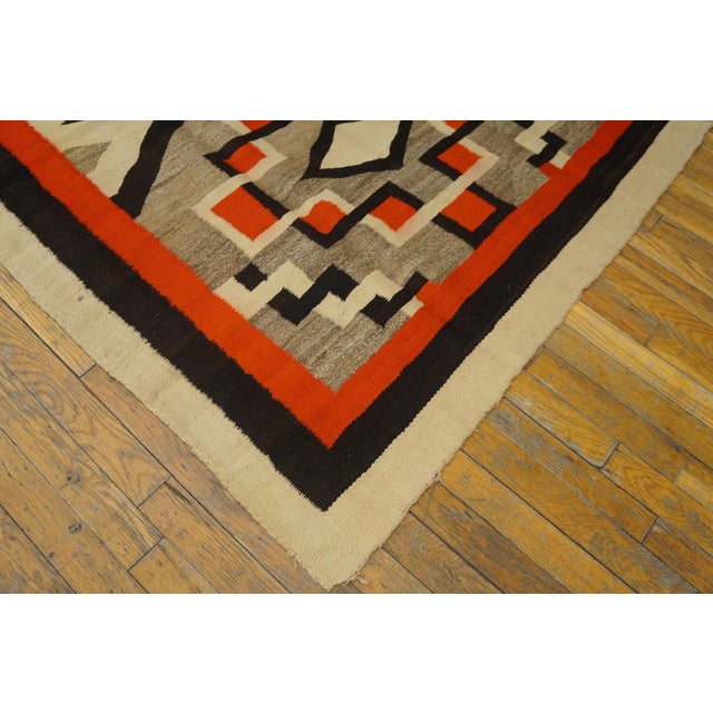 Textile 1930s Gray Diamond Antique American Navajo Rug 4' X 5'8" Flat Weave Wool Carpet For Sale - Image 7 of 8