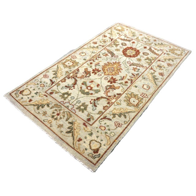 Islamic Afghan Wool Sultanabad Master 3x5 Ivory, Red, & Green Handmade Area Rug #1143658 For Sale - Image 3 of 7