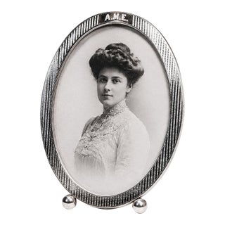 Stunning Large Antique Sterling Silver Picture Frame Oval Photo Frame Luxury Home Decor For Sale