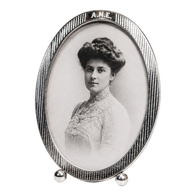 Stunning Large Antique Sterling Silver Picture Frame Oval Photo Frame Luxury Home Decor For Sale
