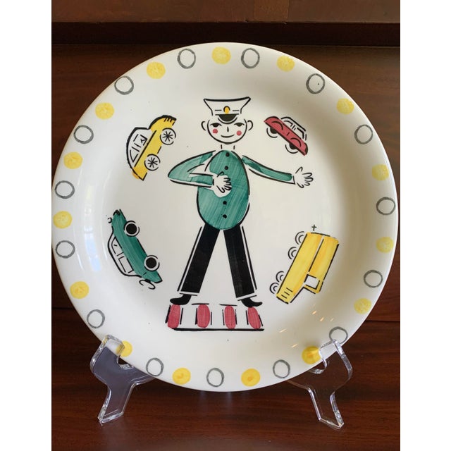 Children's Vintage Georg Schmider Crossing Guard Children's Ceramic Dishes- a Pair For Sale - Image 3 of 11