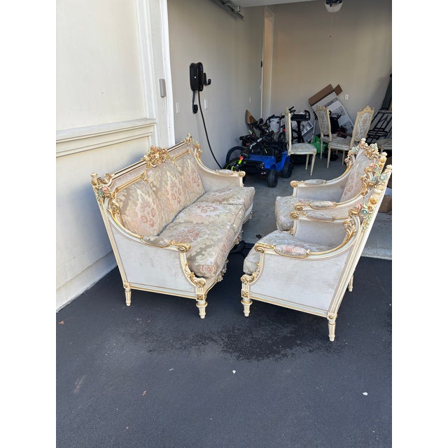 Vintage Luxury White and Gold Sofa For Sale - Image 9 of 10