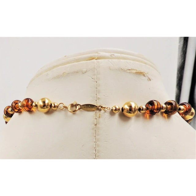 Modern Vintage 1980s Napier Faux-Tiger's Eye Beaded Necklace For Sale - Image 3 of 8