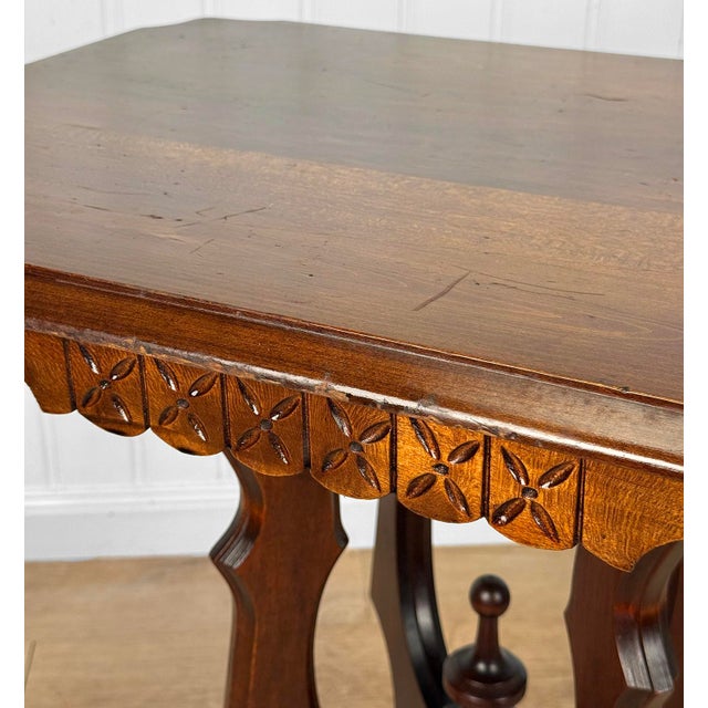 Antique Eastlake Victorian Walnut Carved Parlor Side Table For Sale - Image 11 of 14