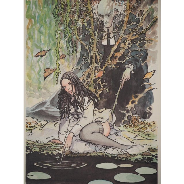 Milo MANARA (1945-) Indian Summer: Young woman and voyeuristic spirit, 1987 Photolithography Signed in pencil Numbered...
