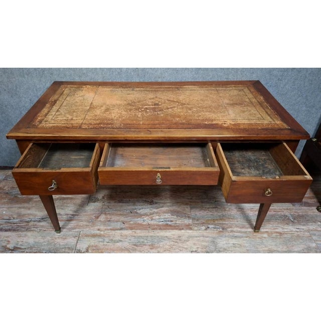 Louis XVI Flat Desk in Mahogany For Sale - Image 11 of 12