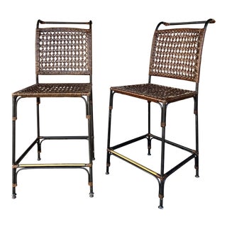1960s Vintage Bar Stool With Brass Accent- A Pair For Sale