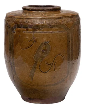 Chinese Bird & Flower Vinegar Pot, C. 1850