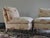 Great pair of vintage upholstered slipper chairs in a linen rose floral pattern. Of George Smith style. Well made, maker...