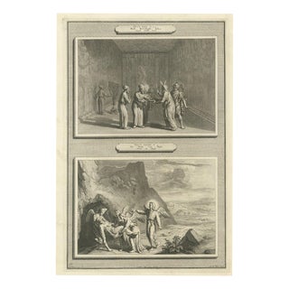 Pieter Mortier, Moses Charges Joshua and the Death of Moses, 1700, Engraving For Sale