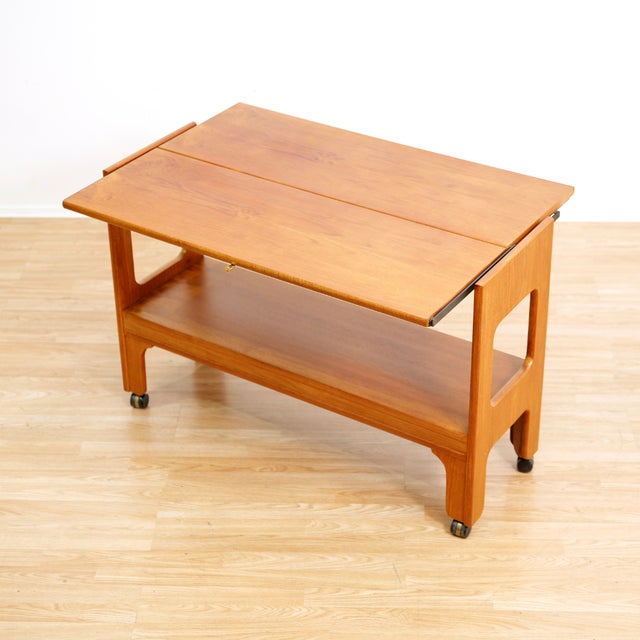 Wood 1960s Mid Century Mechanical Bar Cart Folding For Sale - Image 7 of 10