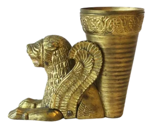 Gold Gilt Bronze Lion Vase in the Egyptian Revival Style