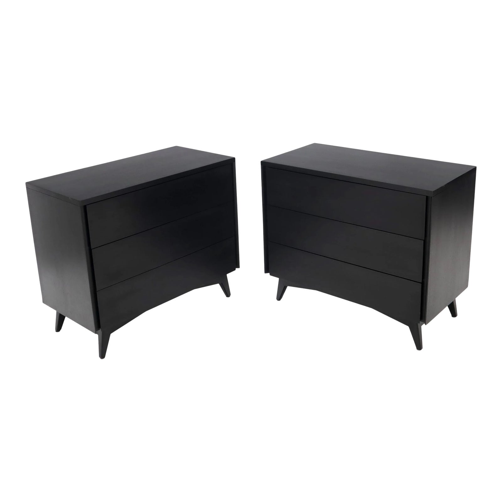Black Lacquer Mahogany MidCentury Modern Bachelor Chests a Pair
