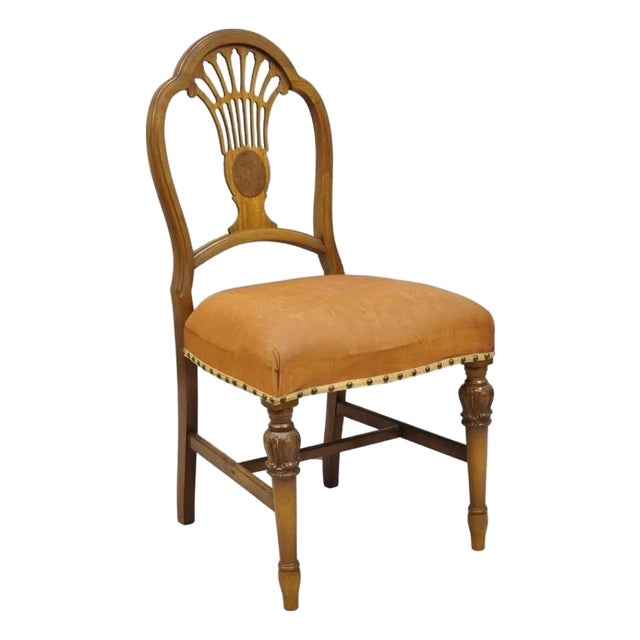 Vintage Joerns Bros Art Deco Walnut Fan Back Vanity Side Chair For Sale
