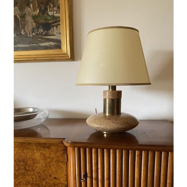 Hollywood regency pink granite and brass table lamp base Italy 1970 ca. Brass and pink granite. Lamp Shade not included H...