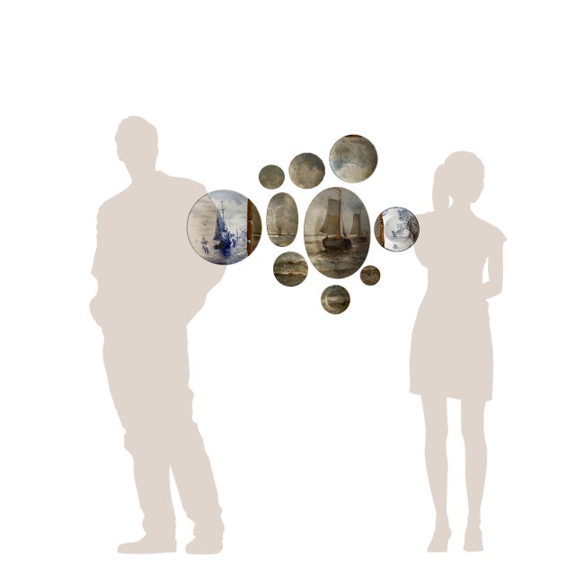 "Markermeer" Original Wall Art Composition of Decorative Plates Painting Installation - Set of 10 For Sale - Image 13 of 13