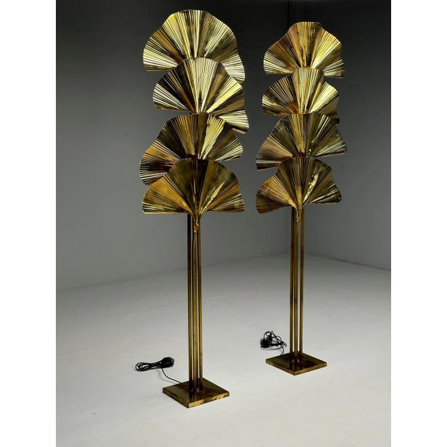 Carlo Giorgi, Bottega Gadda, Ginko Leaf Floor Lamps, Italy, 1970s For Sale - Image 4 of 12