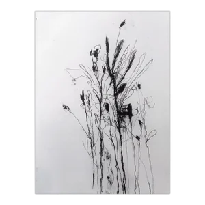 Contemporary Abstract Charcoal & Oilstick on Paper Painting "In the Weeds Ink Bloom #3" by Robert Baribeau