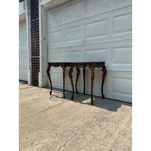 Spanish Revival Pair of Spanish Revival Carved Walnut Side Tables, Bird Motif, Baroque Style For Sale - Image 3 of 12