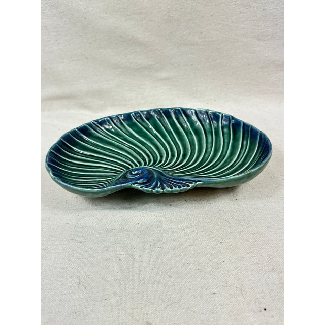 Coastal Vintage Majolica Shell Serving Dish For Sale - Image 3 of 9