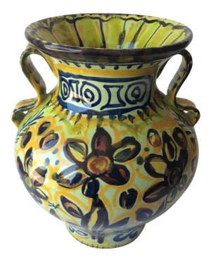 French Ceramic Vase With Handles From Quimper, France by Keraluc Pottery Studio