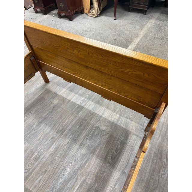 Antique Full Size Victorian Eastlake Carved Oak High Back Bed For Sale - Image 14 of 16