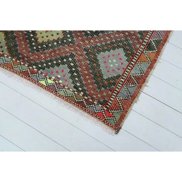 Faded Vintage Turkish Kilim Rug - 77" X 118" For Sale - Image 10 of 13