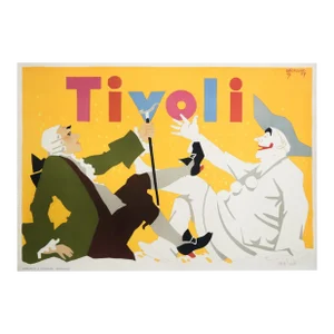 1957 Original Danish Advertising Poster, Tivoli Park - Bøgelund