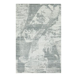 9x12 Versatile Freya Gray Silver Abstract Contemporary Handmade Wool Carpet Rug For Sale