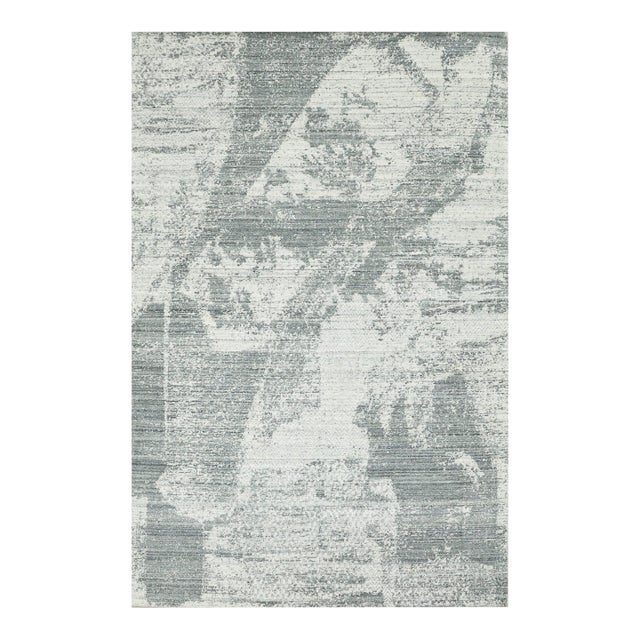 9x12 Versatile Freya Gray Silver Abstract Contemporary Handmade Wool Carpet Rug For Sale