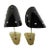 Italian Brass, Black Lacquered Aluminum and Glass Bead Sconces, 1950s, Set of 2 For Sale