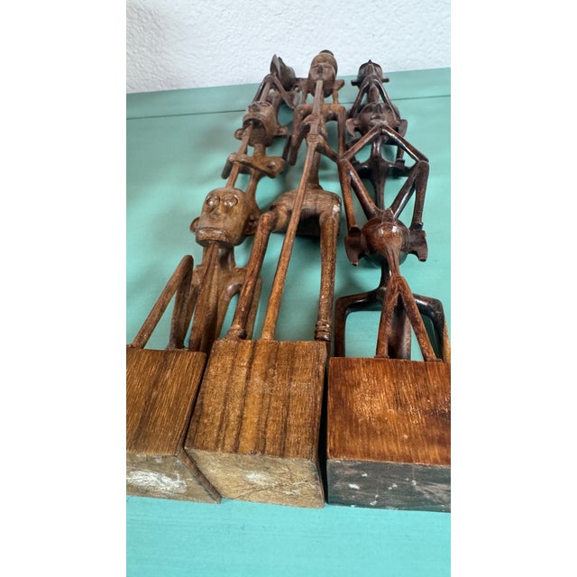 1960s African Ebony Stick Totem Figures, Malawi Tribal Wooden Sculptures 3 Pc For Sale - Image 11 of 15
