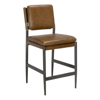 Wooster Counter Chair, Cuba Brown Leather For Sale