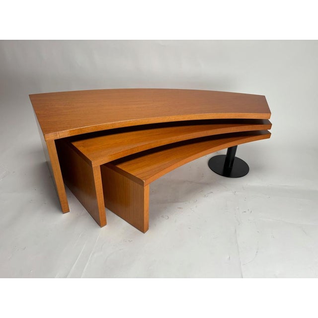 Monumental Postmodern Wooden 3-Tier Coffee Table, Italy, 1980s For Sale - Image 4 of 10