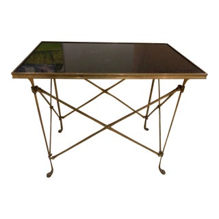 Campaign Style Marble Top Side Table For Sale