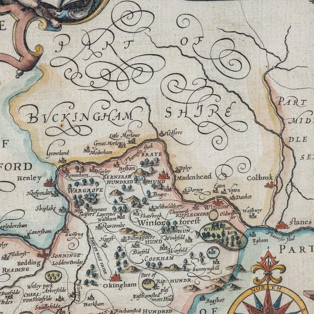 17th Century Map of the Barkshire by John Speed, 1616 For Sale - Image 10 of 18