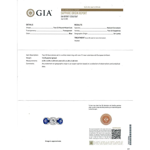 1980s Gorgeous Platinum Diamond Sapphire 3 Stone Ring, Size 7.5 For Sale - Image 11 of 11