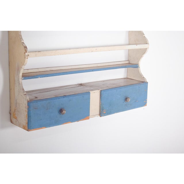 White and Sky-Blue Painted Portuguese Plate Rack, 1950 For Sale - Image 6 of 9