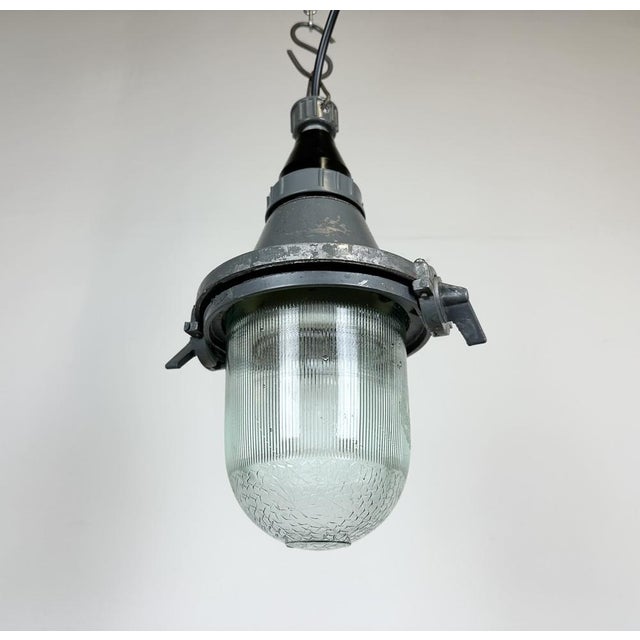Industrial Grey Pendant Light, Former USSR, 1960s For Sale - Image 11 of 16