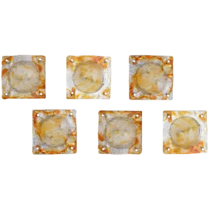 Murano Mazzega Square Glass Sconces Set of 6 Amber, Orange, Clear and Chrome