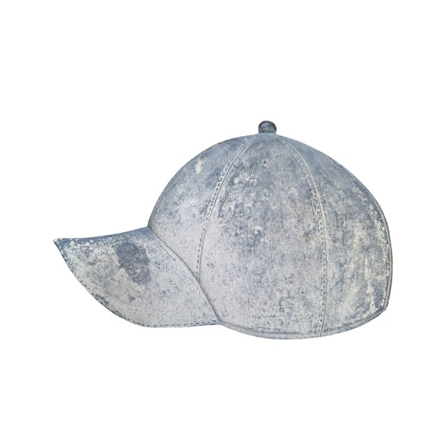 Blue Vintage Trompe Loeil Plaster Ball Cap Hat Sculpture For Sale - Image 8 of 13