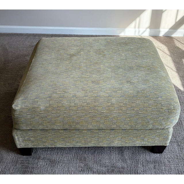 Baker Modern Lounge Chair With Ottoman – Textured Woven Upholstery For Sale - Image 9 of 11