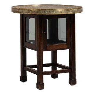 1930-1939 France Antique Brass Brass And Glass Side Table With Mirrored Insert For Sale